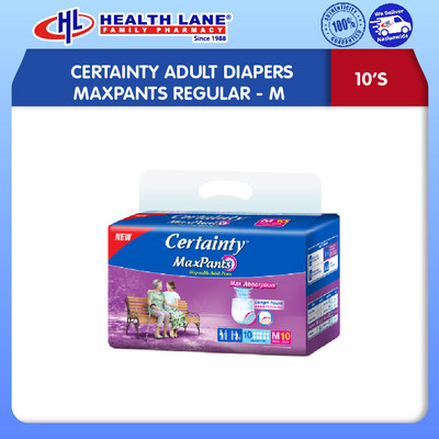 CERTAINTY ADULT DIAPERS MAXPANTS REGULAR- M (10'S)